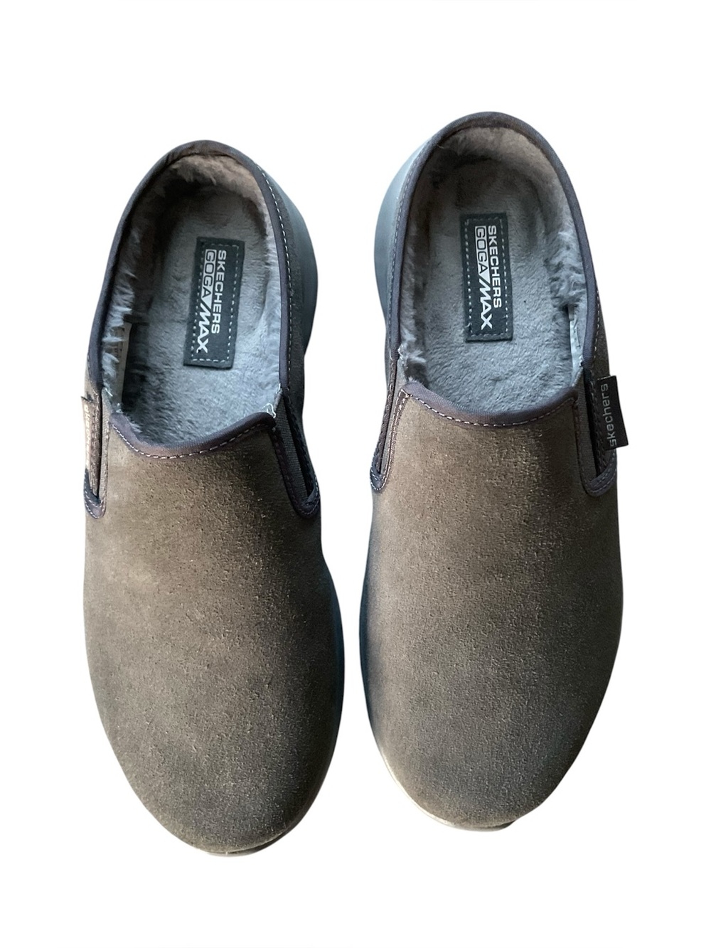 SKECHERS GOGA MAX GEN 5 Gray Clogs 7 Slip-On Faux Fur Lined